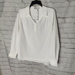Anthropologie Harshman Venus White Seersucker Cotton Long Sleeve Top Blouse XS